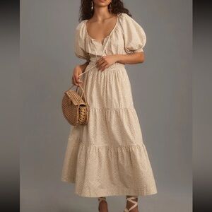 NWT Anthropologie The Somerset Maxi Dress Puff-Sleeve Edition Size L NEW